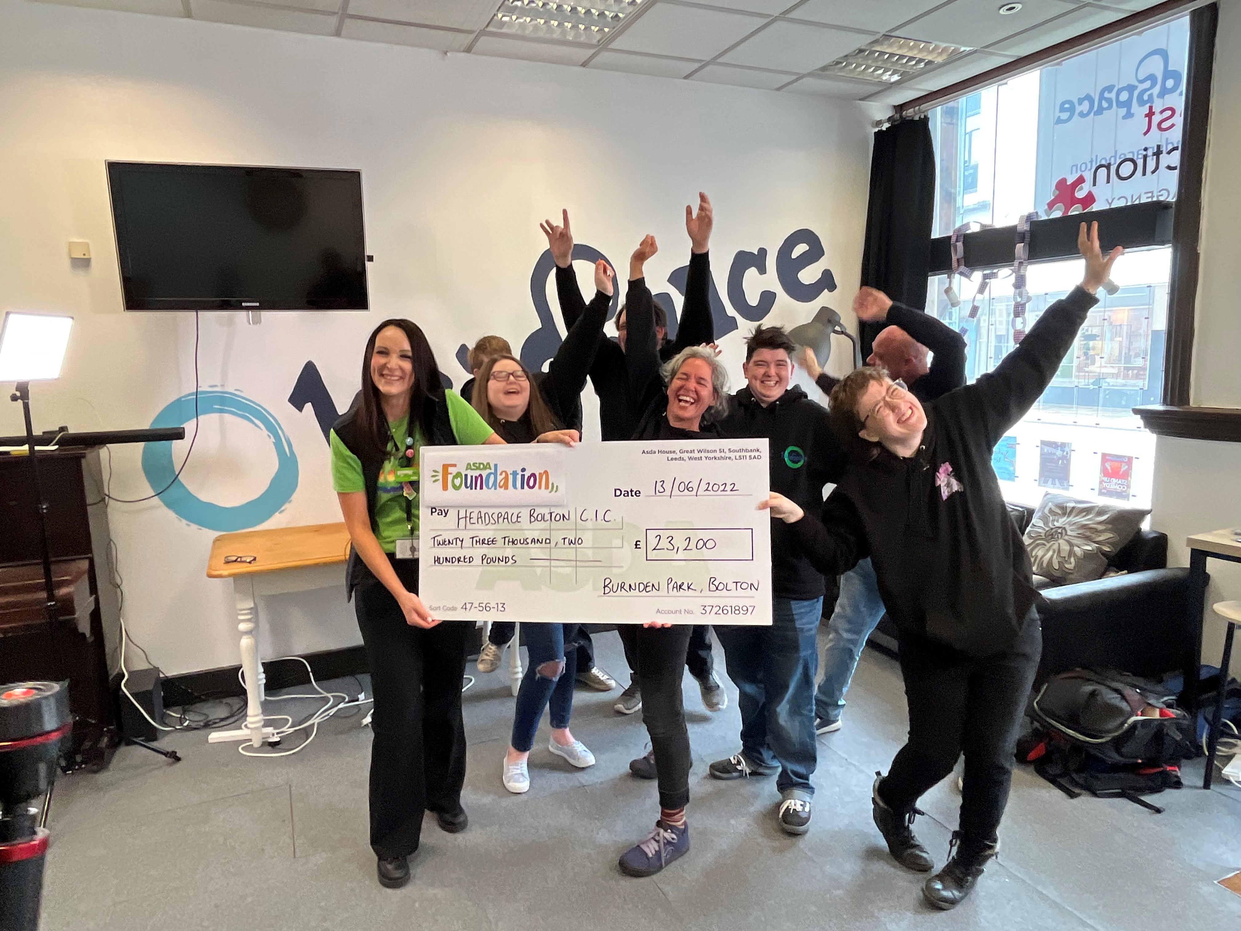 Headspace Bolton CIC were delighted to receive a cheque for £23,200 