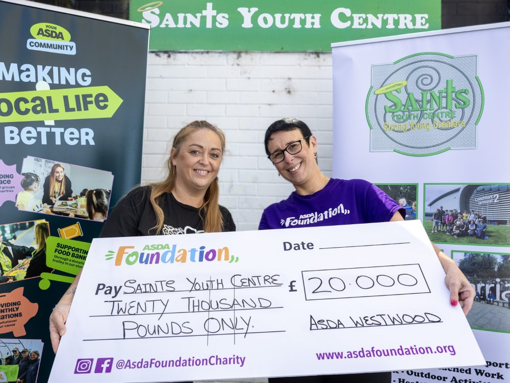 Saints Youth Centre receives a £20,000 Asda Foundation grant through Asda Belfast Westwood.